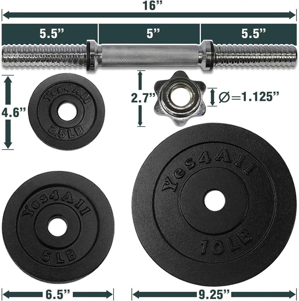 60 lbs Adjustable Cast Iron Dumbbell Set G26911