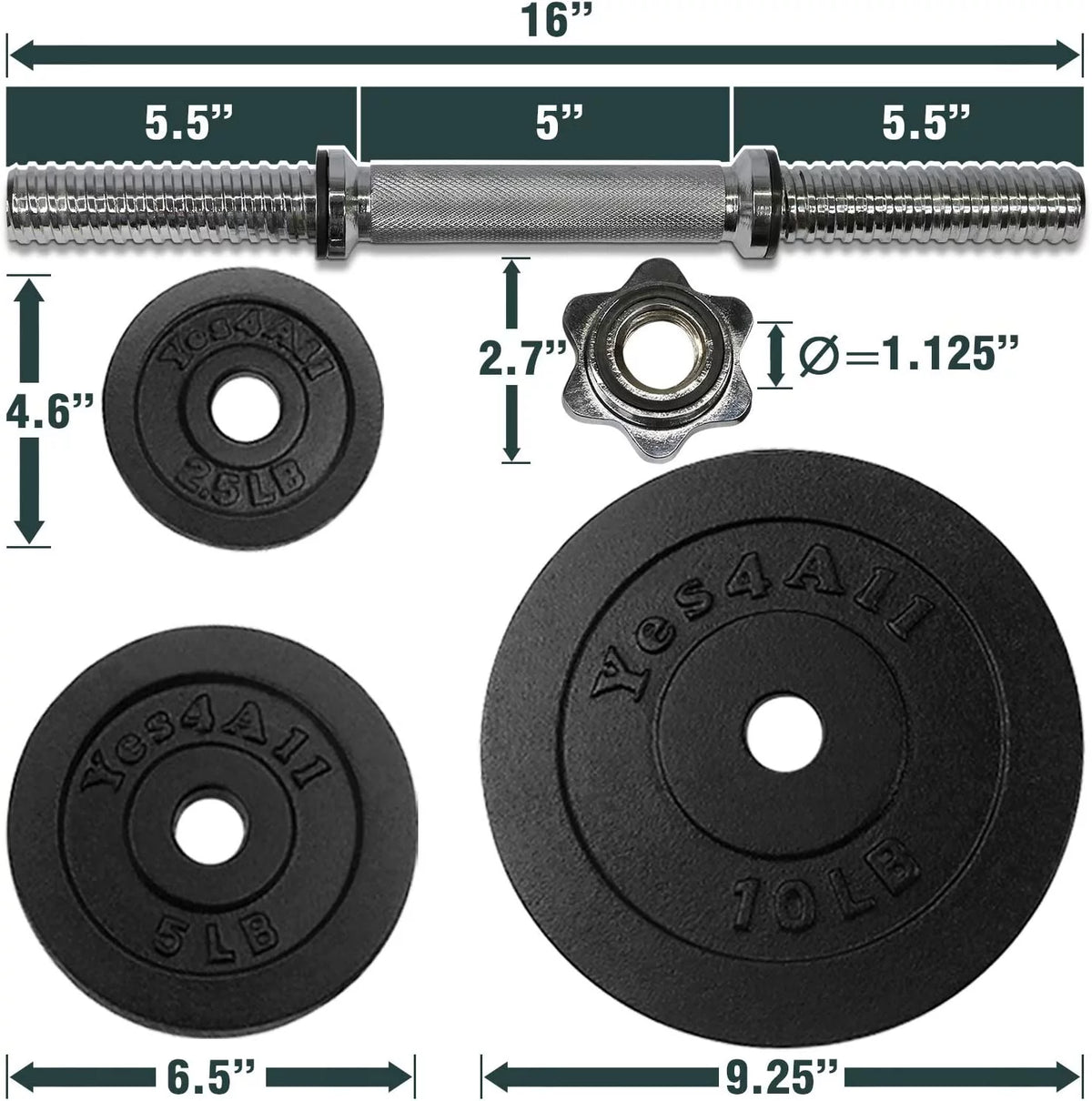 60 lbs Adjustable Cast Iron Dumbbell Set G26911