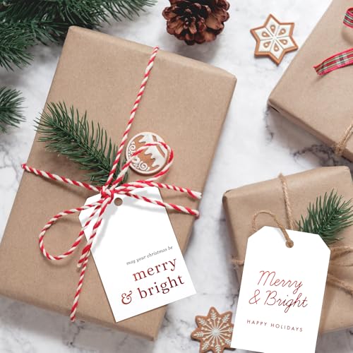 Christmas Gift Tags 48 Paper Labels with Rope C4459