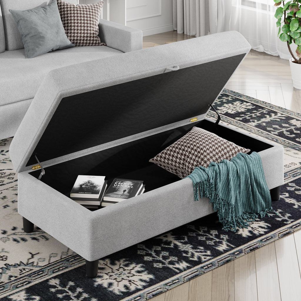 L Shaped 4 Seat Sectional Sofa with Storage Ottoman V2056
