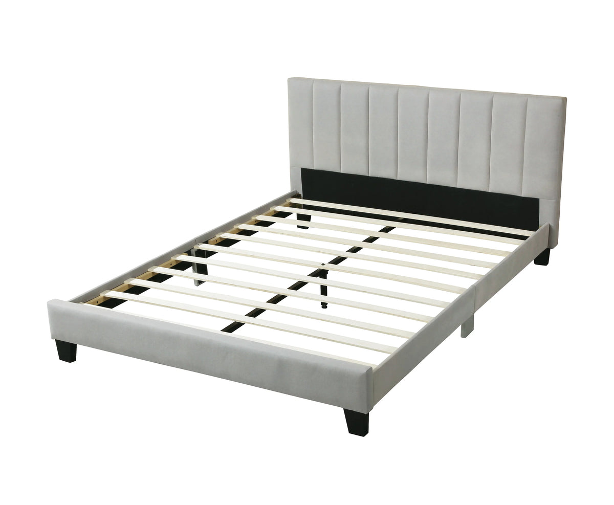 Solid Wood Full Size Bed with Polyfiber Headboard W401614