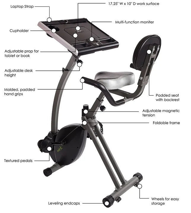 Upright Exercise Bike Workstation and Standing Desk H6181