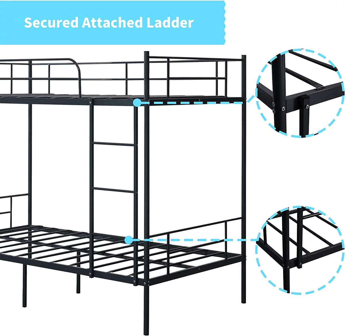Twin over Twin Bunk Bed with Ladder and Guardrail W892