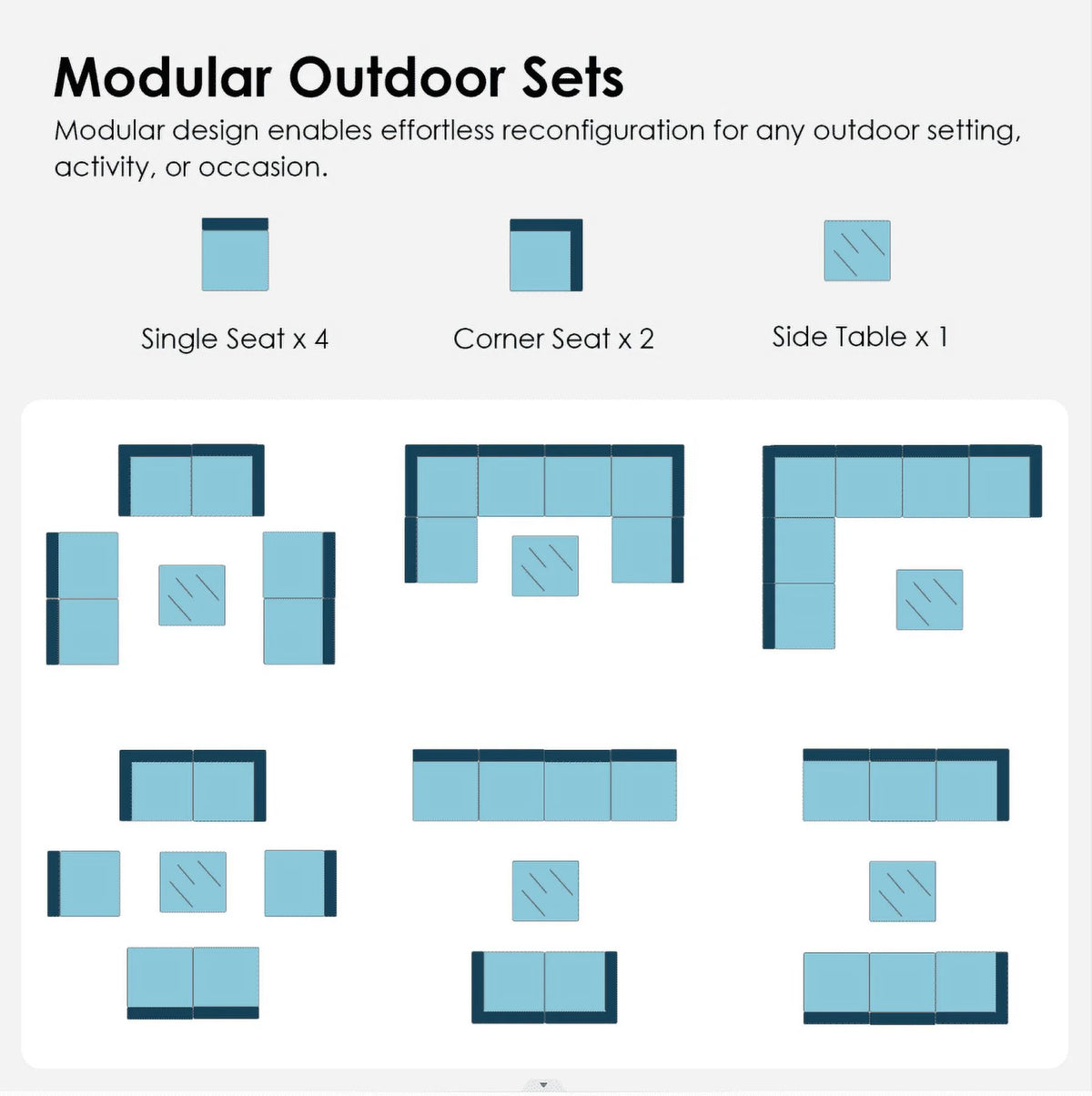 Modular Rattan 7PCS Patio Sofa Set T725392