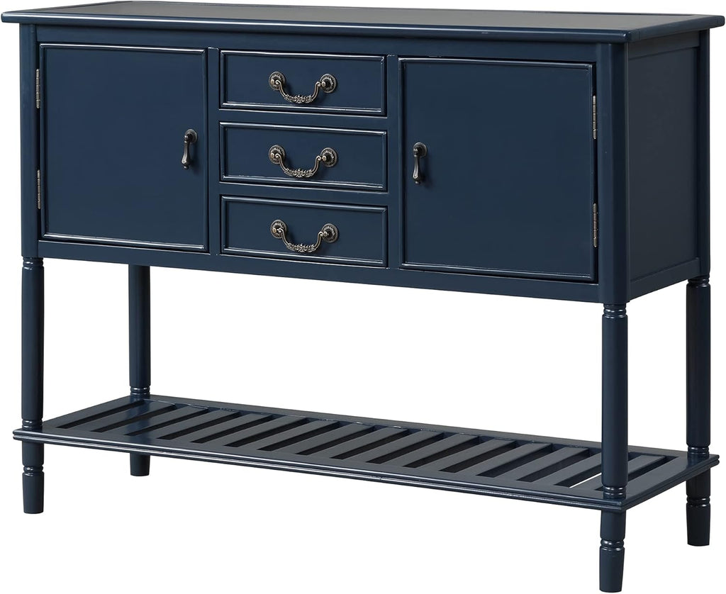 Solid Wood Console Table with 3 Drawers, 2 Cabinet and 1 Shelf I485036