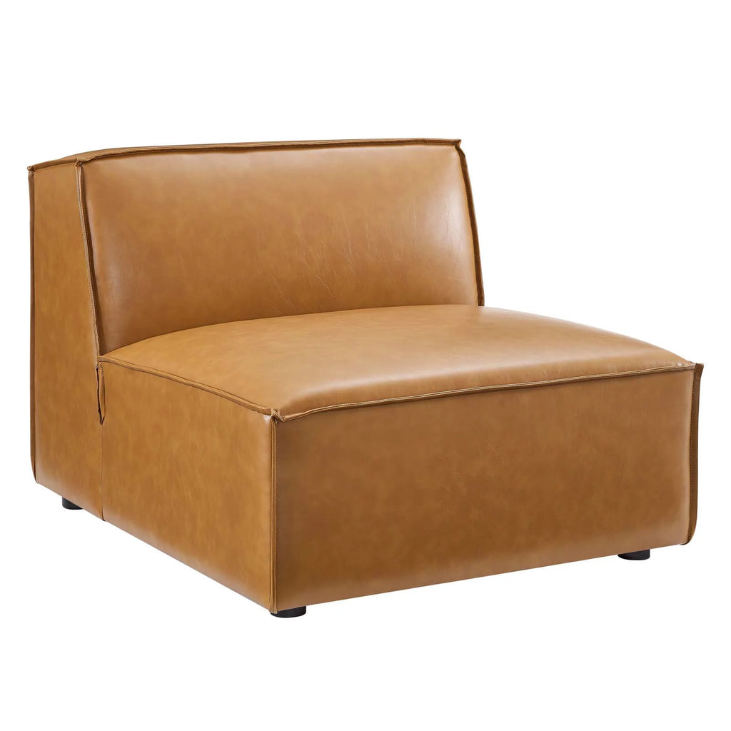5-Piece Vegan Leather Sectional Sofa in Tan Q7963