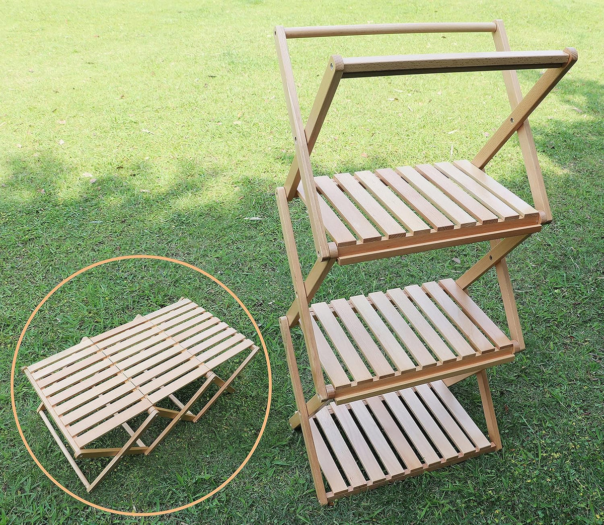 Folding Wood Camping Table Shelf G354