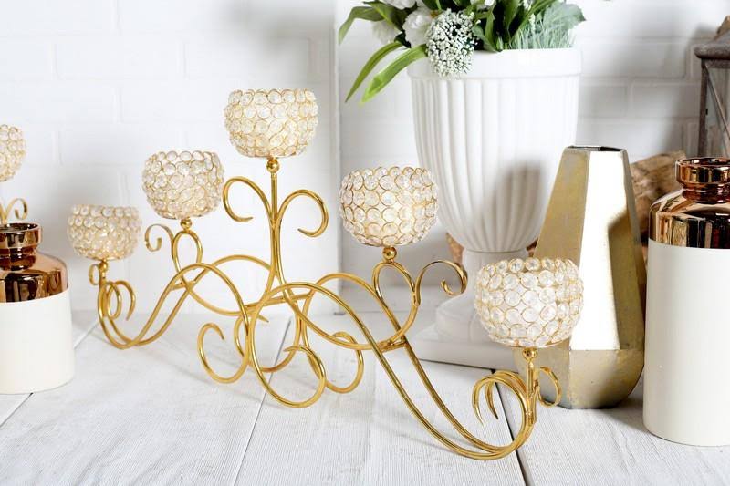 Gold 5-Light Beaded Candle Holder F16804
