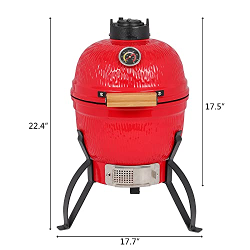 13" Round Ceramic Charcoal Grill with Thermometer M8935