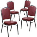 Burgundy Vinyl Banquet Chairs Set of 4 K445141