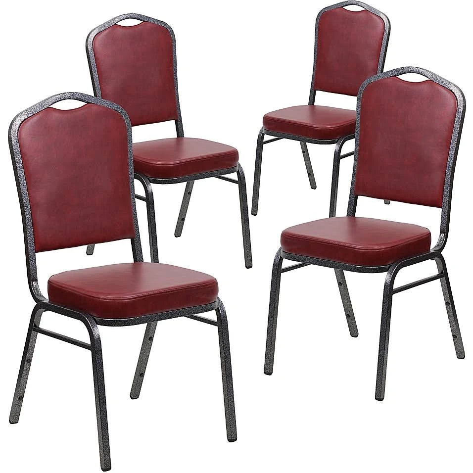 Burgundy Vinyl Banquet Chairs Set of 4 K445141