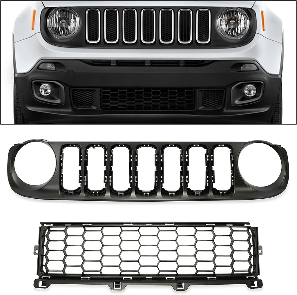 Black 2pcs Front Grille and Lower Grille I62446