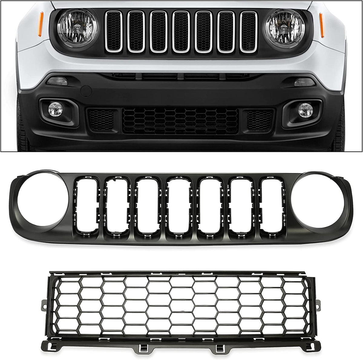 Black 2pcs Front Grille and Lower Grille I62446