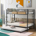 Twin Over Twin Metal Bunk Bed with Trundle and 2 Ladders K341991