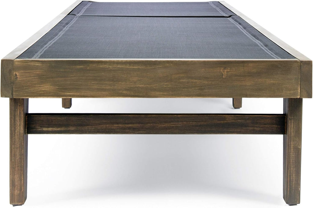Outdoor Mesh Chaise Lounge with Acacia Wood Frame P178662
