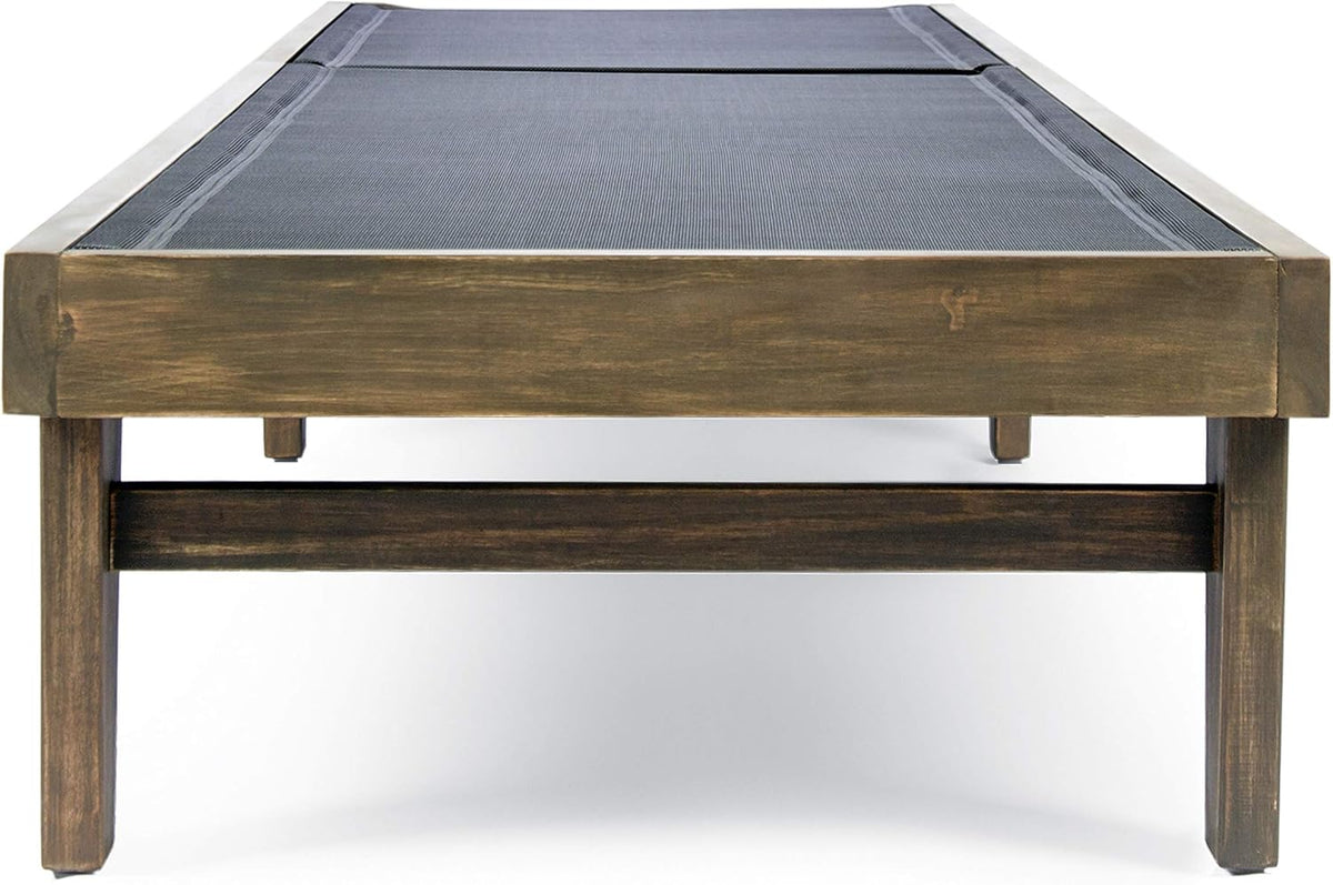 Outdoor Mesh Chaise Lounge with Acacia Wood Frame P178662