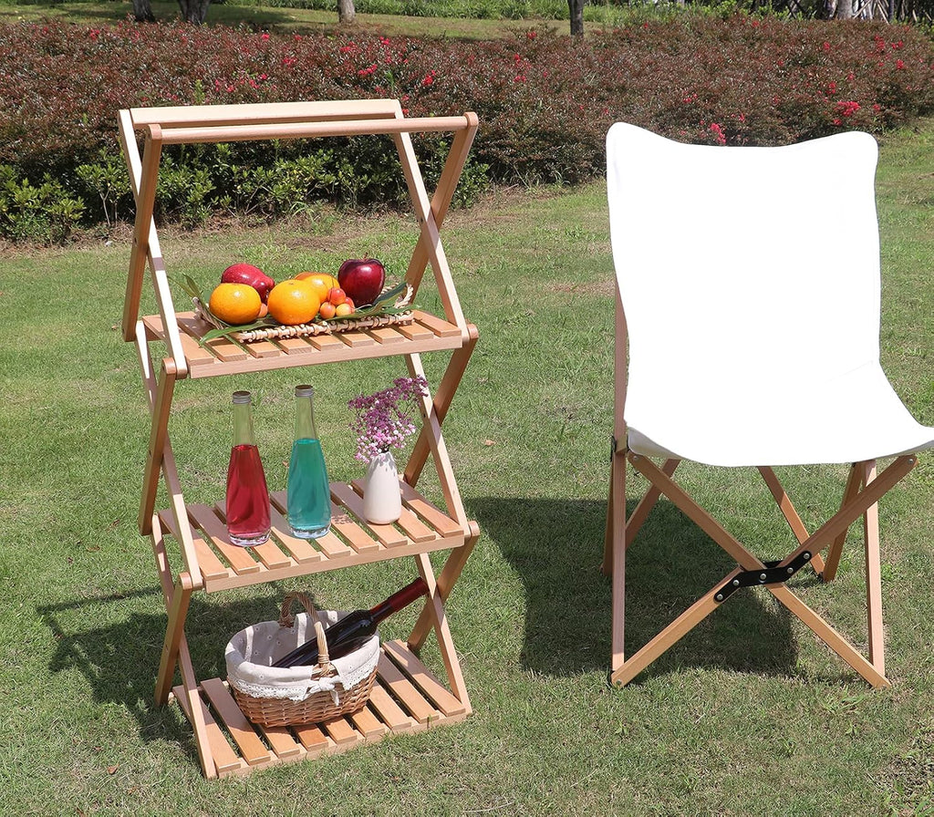 Folding Wood Camping Table Shelf G354