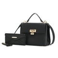 Black Vegan Leather Satchel & Wristlet Wallet Q96024