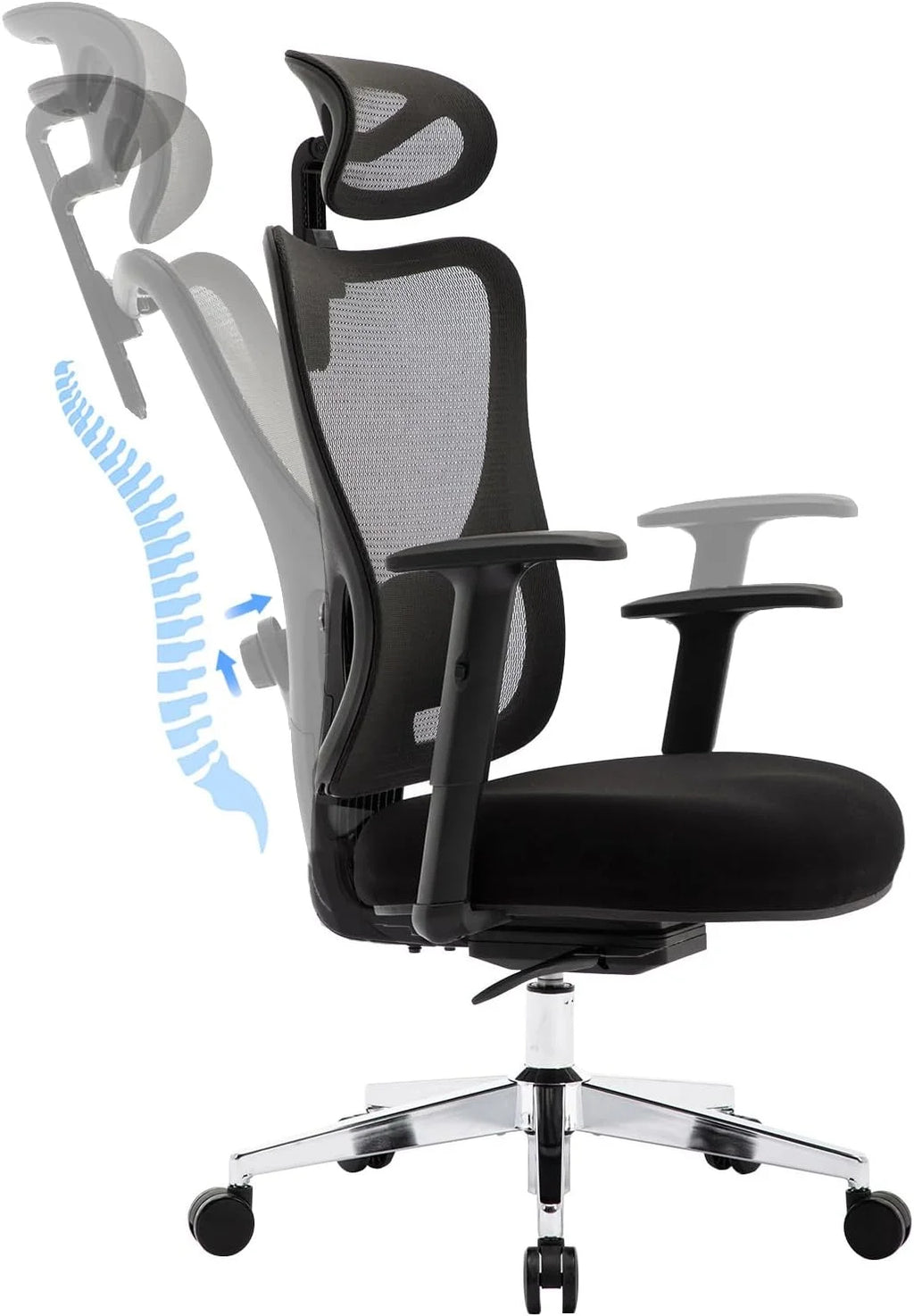 Ergonomic High Back Mesh Office Chair with Lumbar Support and Headrest Black S95244