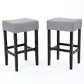 Light Grey Fabric Backless Barstools Set of 2 F163