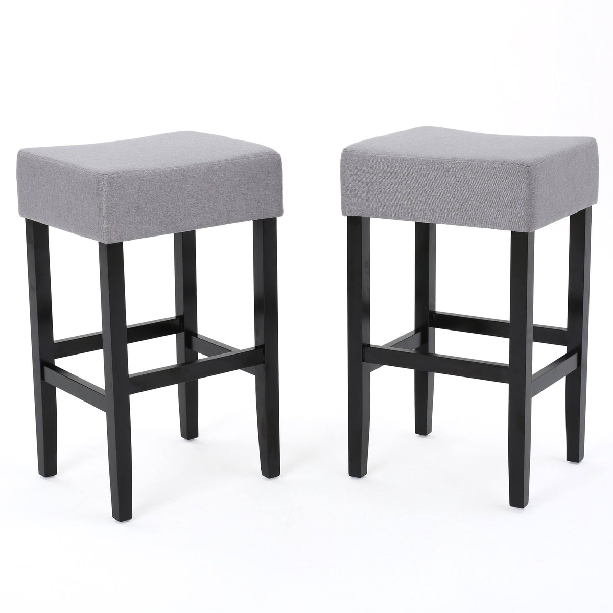 Light Grey Fabric Backless Barstools Set of 2 F163