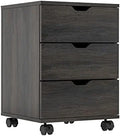 3 Drawer Black Wood Mobile File Cabinet R12018