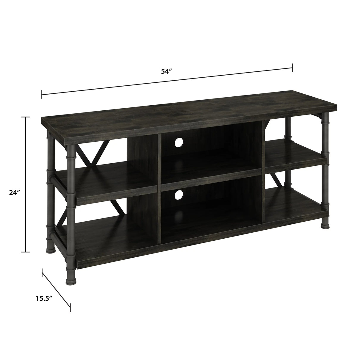 Industrial TV Stand with Metal Pipe Frame I319