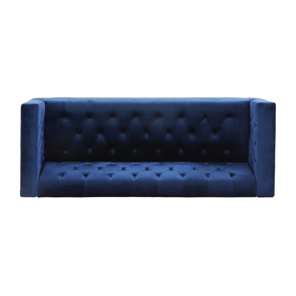 Midnight Blue Espresso Gold Tufted Fabric 3 Seater Sofa D2699