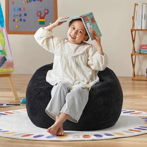 3.5FT Large Grey Bean Bag Chair with Filler and Removable Cover W321