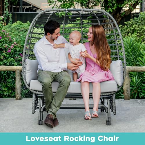 Oversized Wicker Double Egg Chair with Steel Stand T803617
