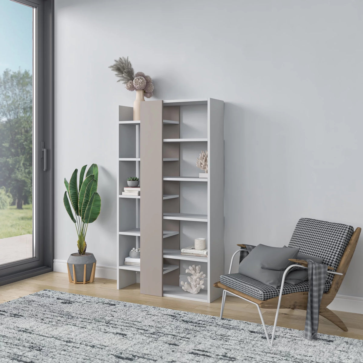White Light Mocha Modern Bookcase P458
