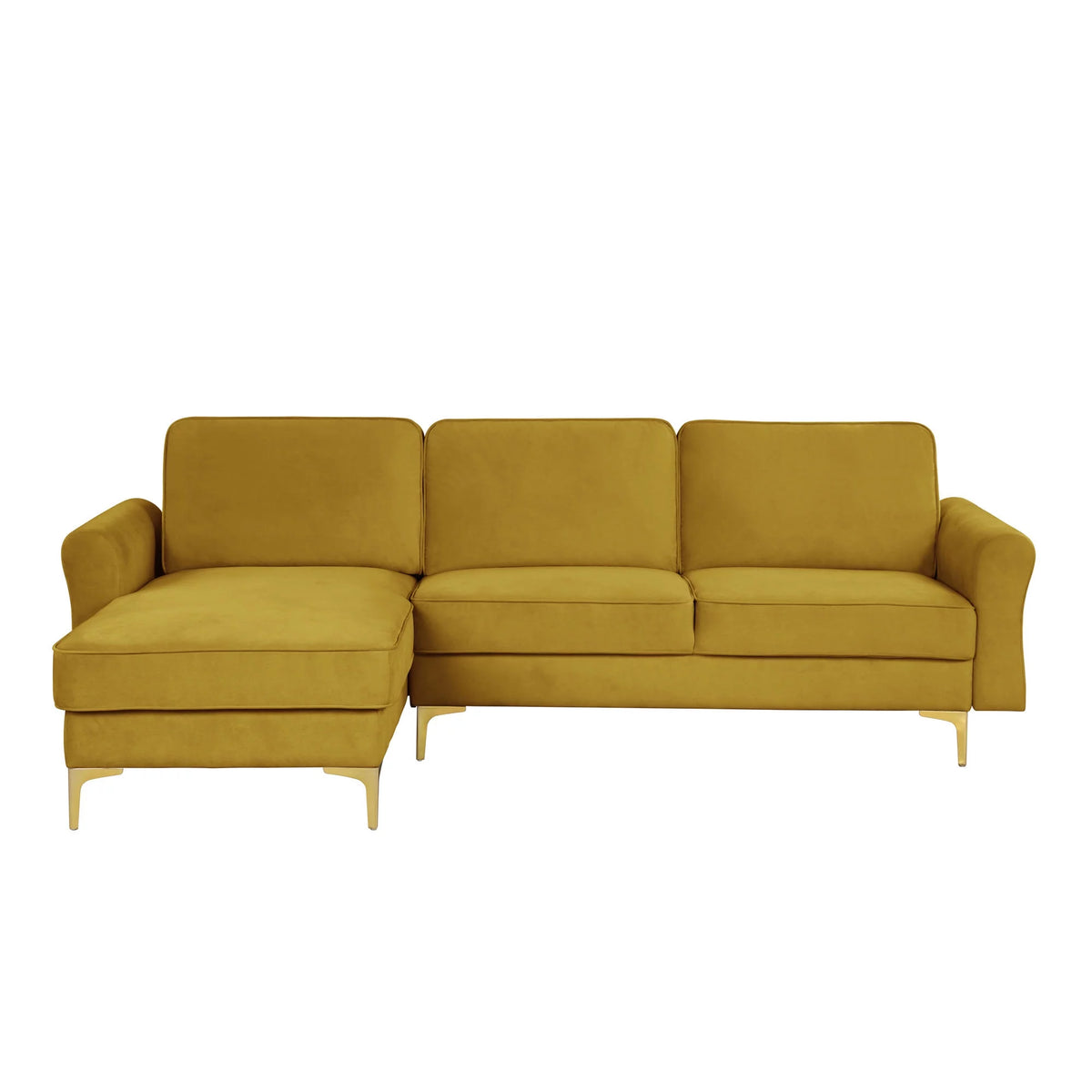 Yellow Velvet Sectional Loveseat and Chaise S33565