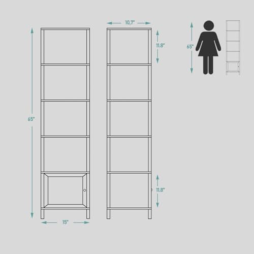 6 Tier Narrow Bookcase with Door H634664