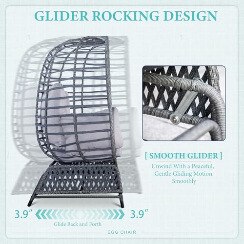 Oversized Wicker Double Egg Chair with Steel Stand T803617