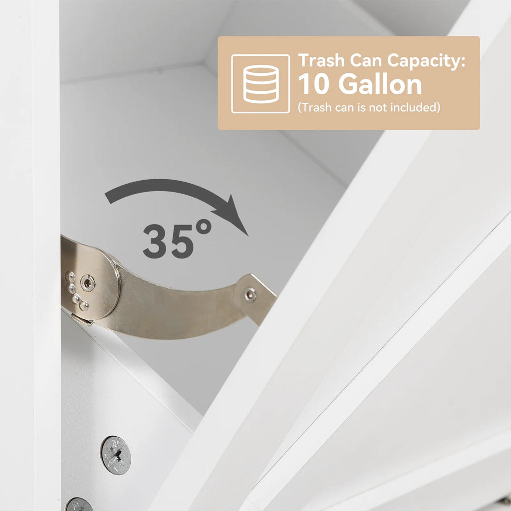 White Tilt Out Trash Can Cabinet R572817