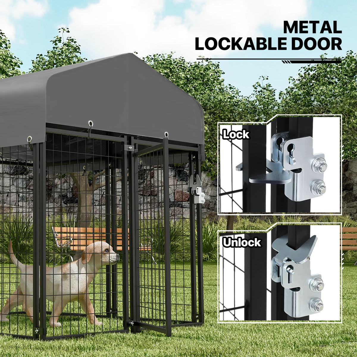 4ft x 4.25ft x 4.5ft 8 Panels Outdoor Dog Kennel B11472