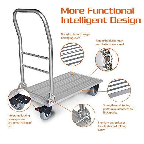 Folding Aluminum Platform Truck Cart with Swivel Wheels W9812