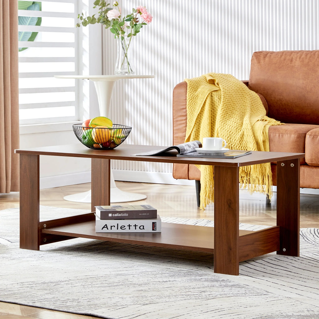 Walnut Textured Double Layered MDF Coffee Table 43.3" x 21.6" x 16.5" G5607