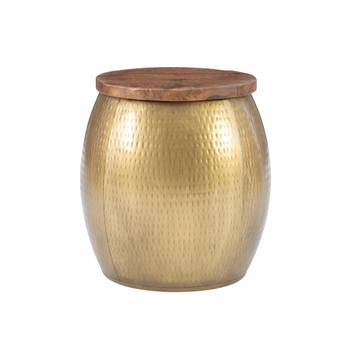 Gold Metal and Wood Storage Side Table U821615