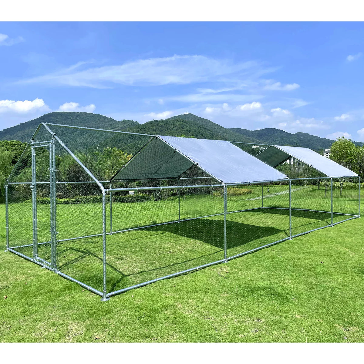 10x26ft Metal Walk-in Chicken Coop with Cover O457484