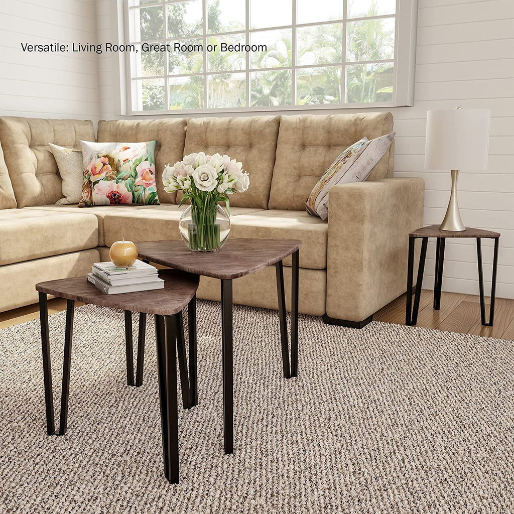 Set of 3 Woodgrain Nesting Tables O740