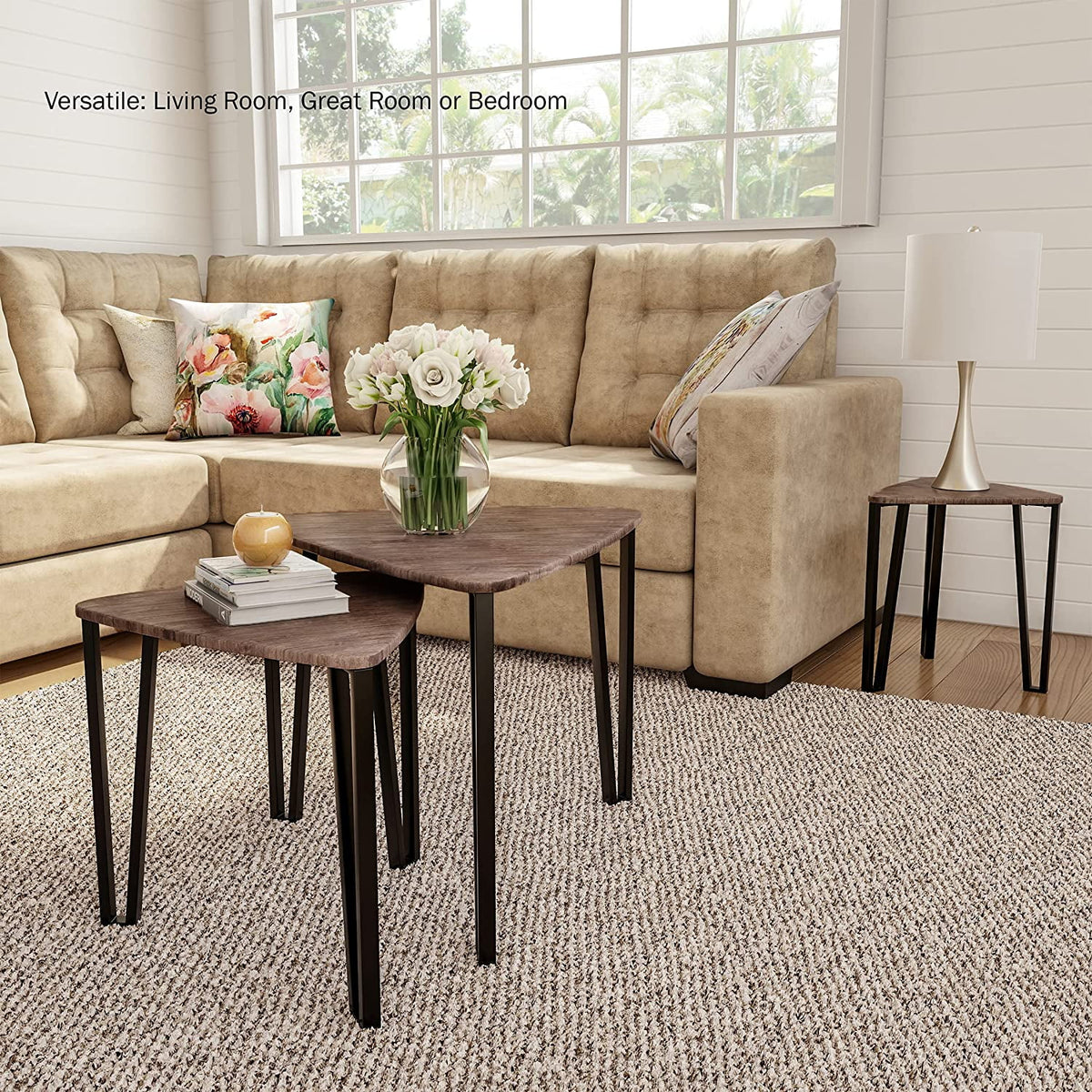 Set of 3 Woodgrain Nesting Tables O740