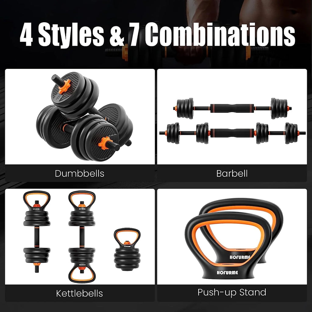 77 lbs Adjustable Dumbbell Set Black H81704
