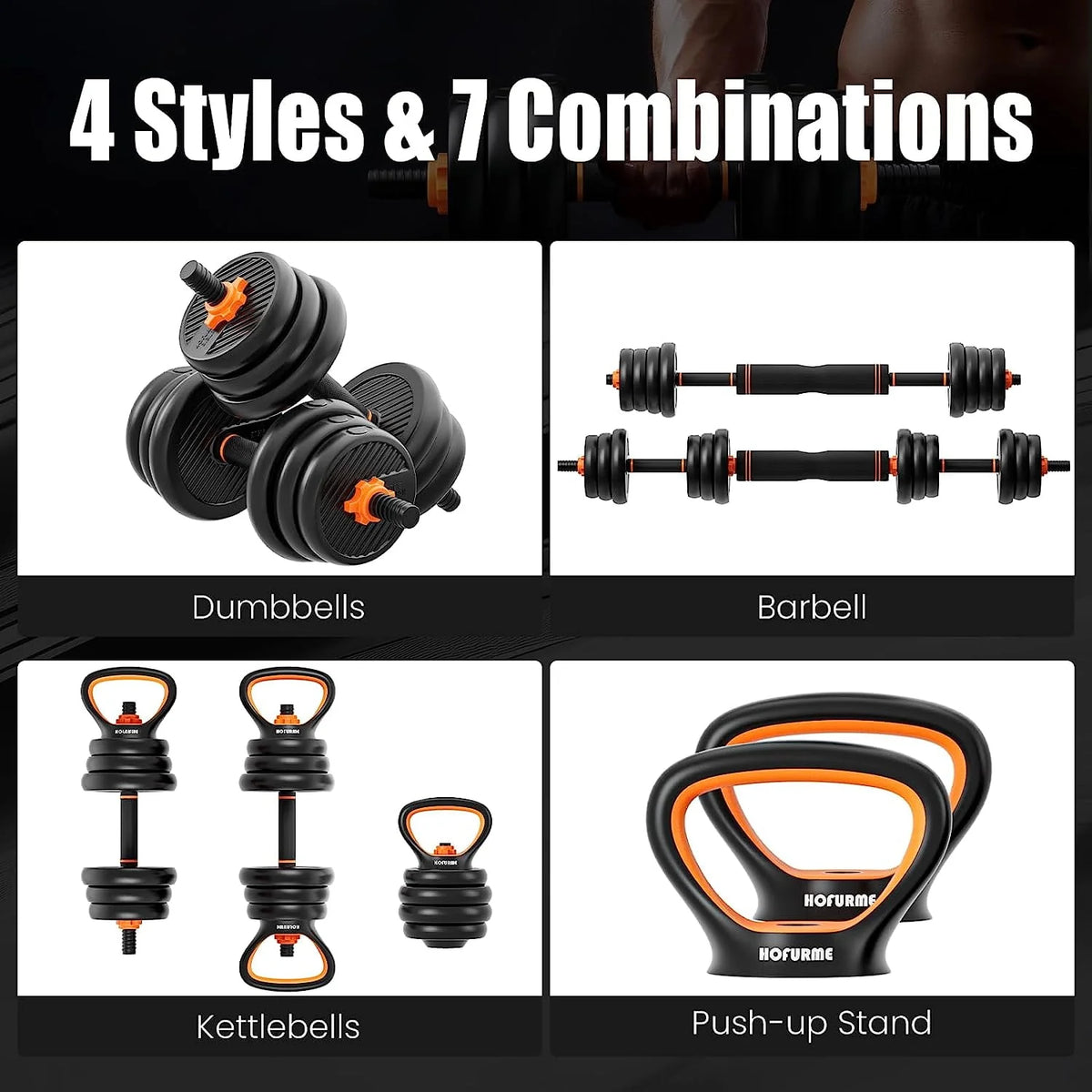 77 lbs Adjustable Dumbbell Set Black H81704
