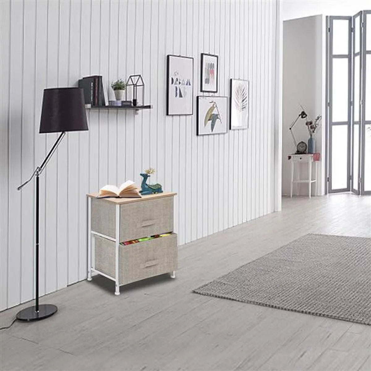 2 Drawer Fabric Nightstand O10664