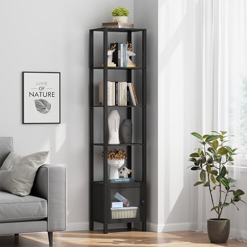 6 Tier Narrow Bookcase with Door H634664