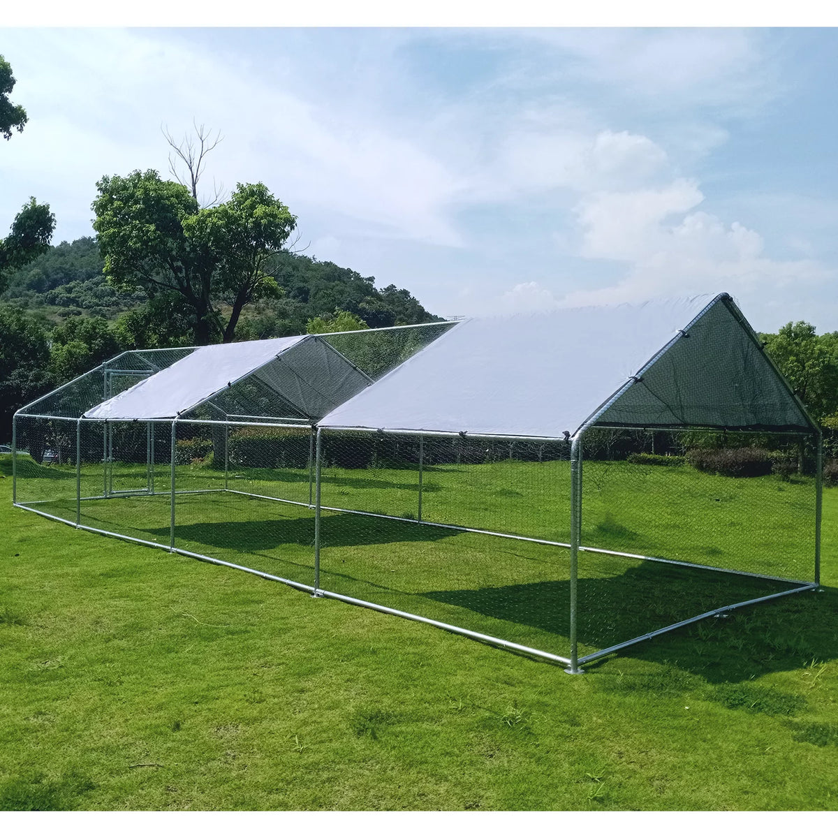 10x26ft Metal Walk-in Chicken Coop with Cover O457484