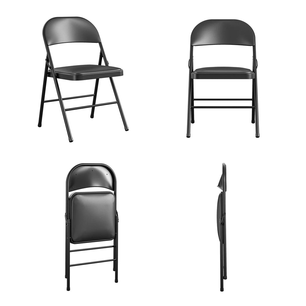 Black Vinyl Padded Metal Folding Chair 4-Pack R664