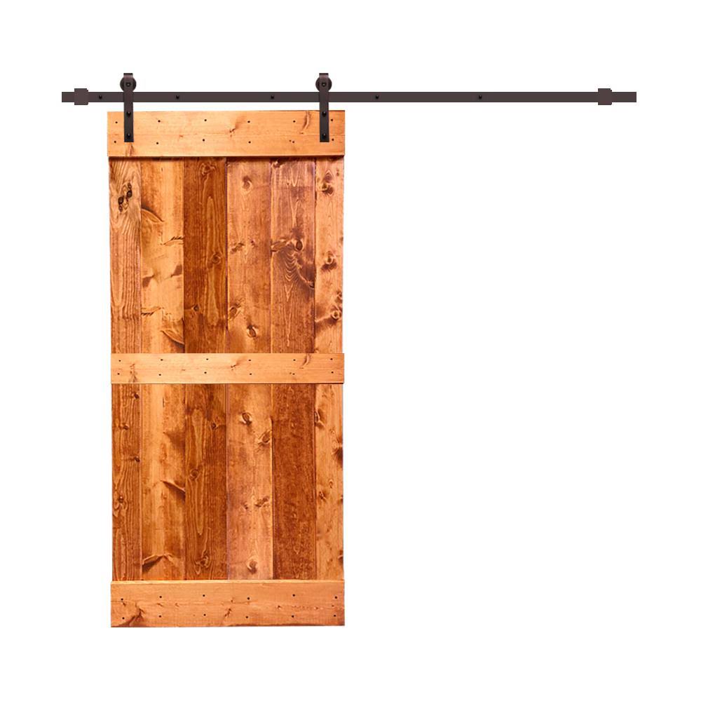 Red Walnut Pine Wood Interior Sliding Barn Door A4507