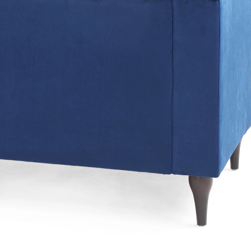 Midnight Blue Espresso Gold Tufted Fabric 3 Seater Sofa D2699